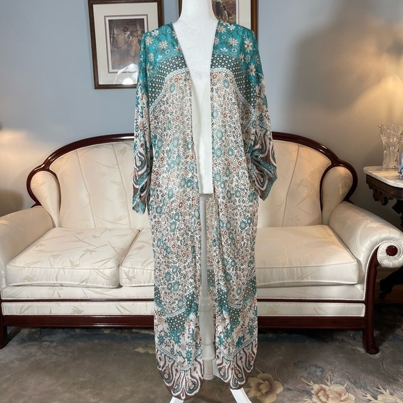 Semi Sheer Bohemian Long Chiffon Duster - Picture 6 of 16